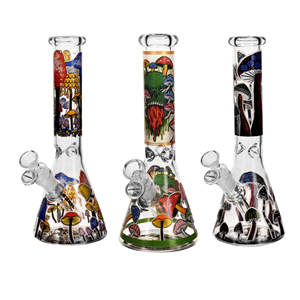 ARSENAL GLASS - 10" 5mm Mushroom Print Bong (Assorted Colours)